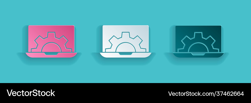 Paper cut software web development programming Paper cut software web development programming vector image