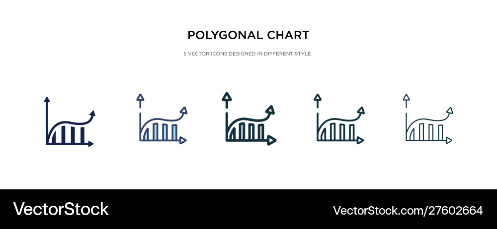 Polygonal chart icon in different style two Polygonal chart icon in different style two vector image