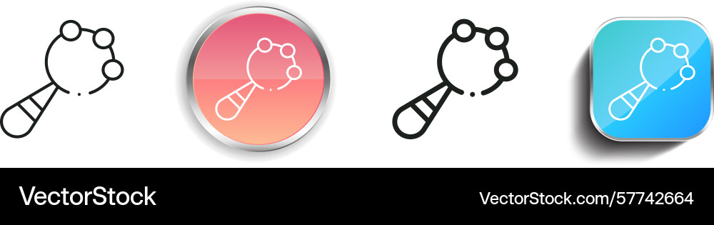 Rattle Icon dünne lineare regelmäßige und Schaltfläche Stil Vektorbild