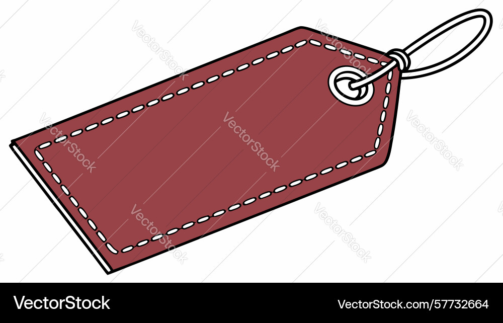 Red blank tag with double stitched border design Vector Image