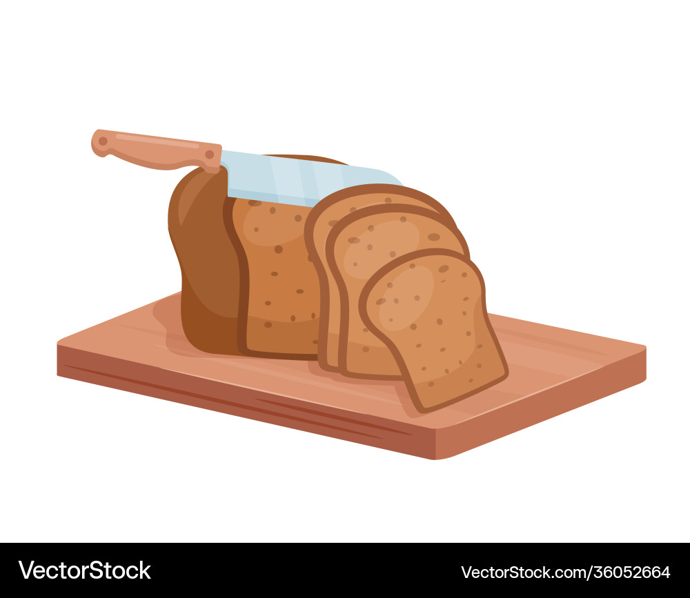 Rye Bread Slicing - Isometric Vector Image
