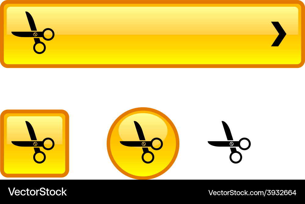 Scissors button set Vector Image