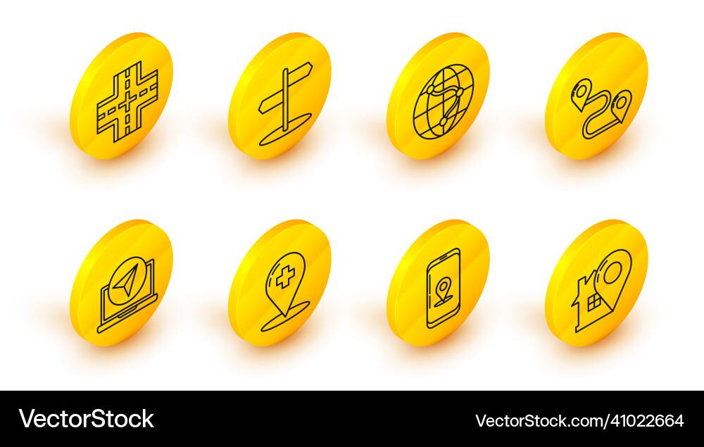 Set line map pointer with house infographic Set line map pointer with house infographic vector image