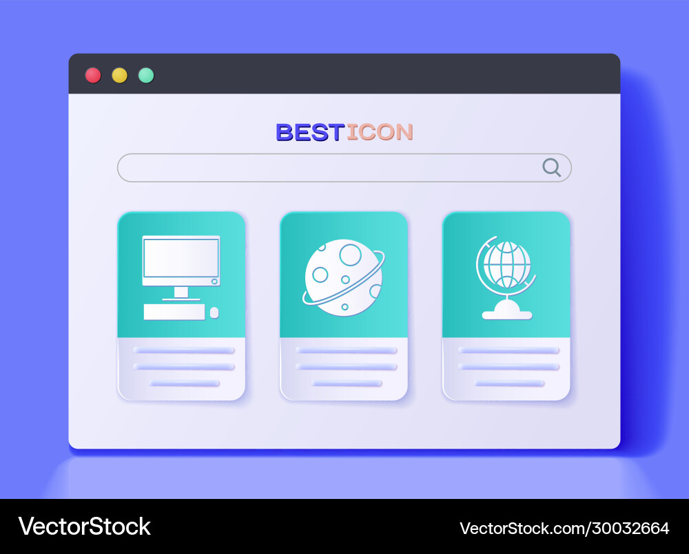 Set planet computer monitor with keyboard Set planet computer monitor with keyboard vector image