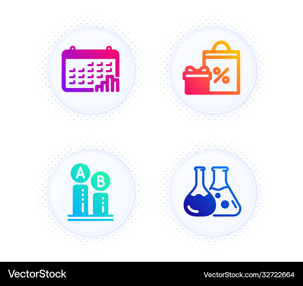 Shopping calendar graph and ab testing icons set Vector Image