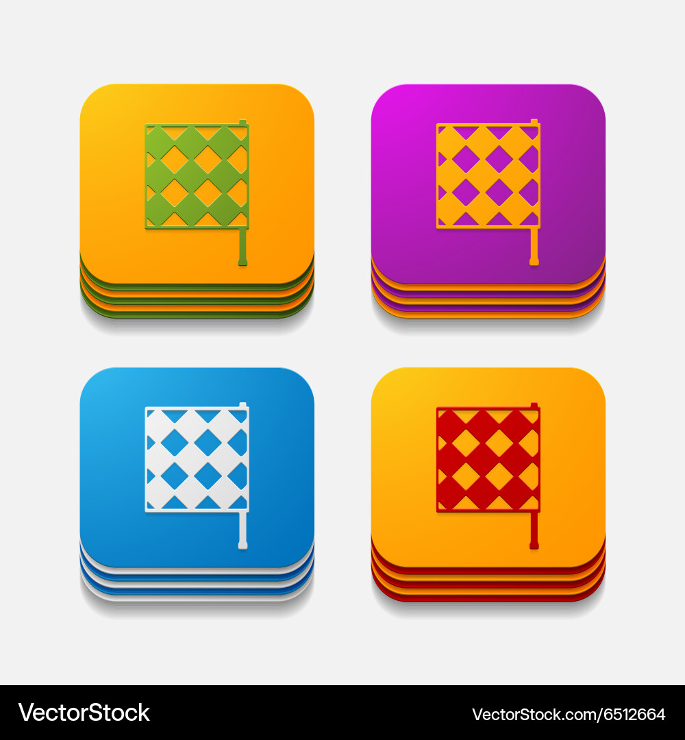 Square button linesman flag vector image