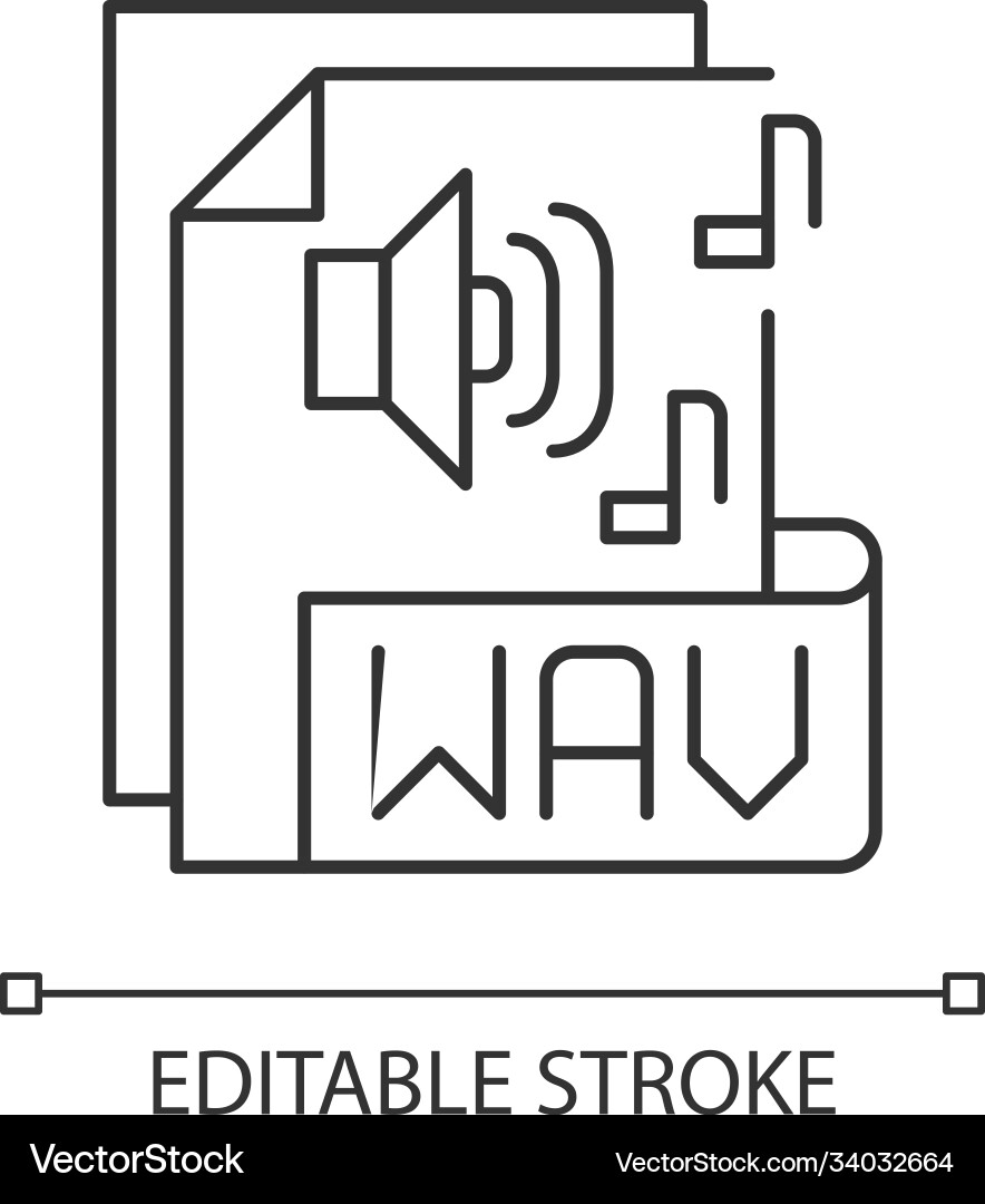 Wav file pixel perfect linear icon Wav file pixel perfect linear icon vector image