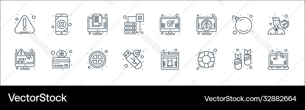 Web security line icons linear set quality Vector Image