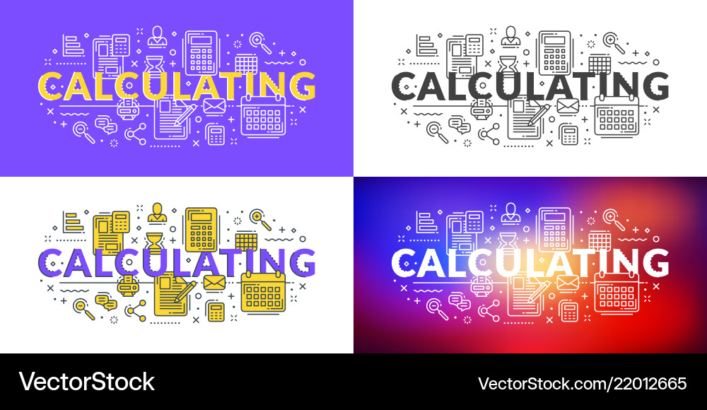 Calculating flat line concept for web banner vector image