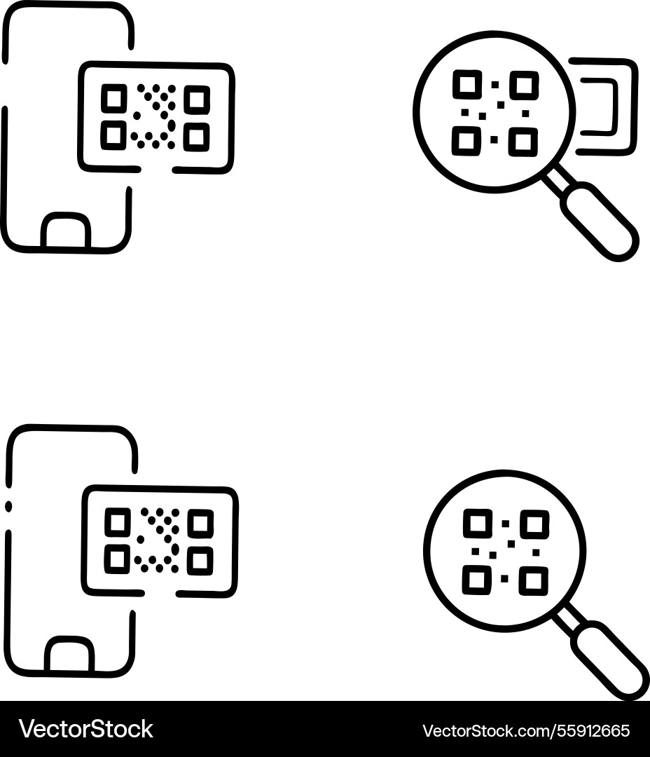 Digital qr code scan icon set Digital qr code scan icon set Vector Image