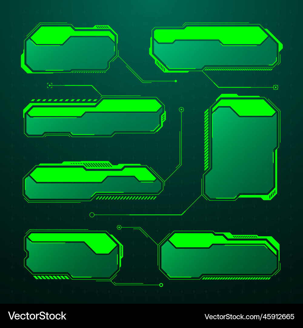 Green futuristic hud ui elements sci-fi user Green futuristic hud ui elements sci-fi user vector image