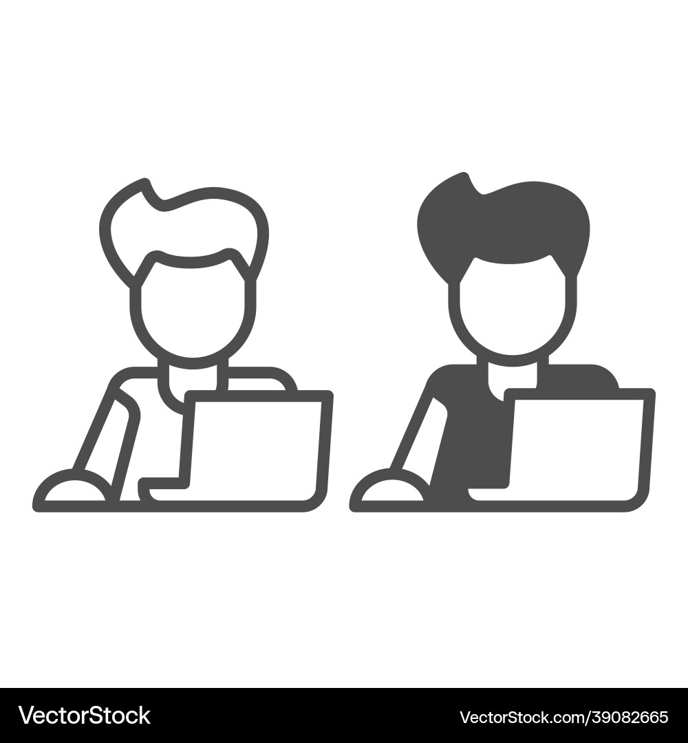 Guy on laptop with mouse freelancer programmer Guy on laptop with mouse freelancer programmer vector image