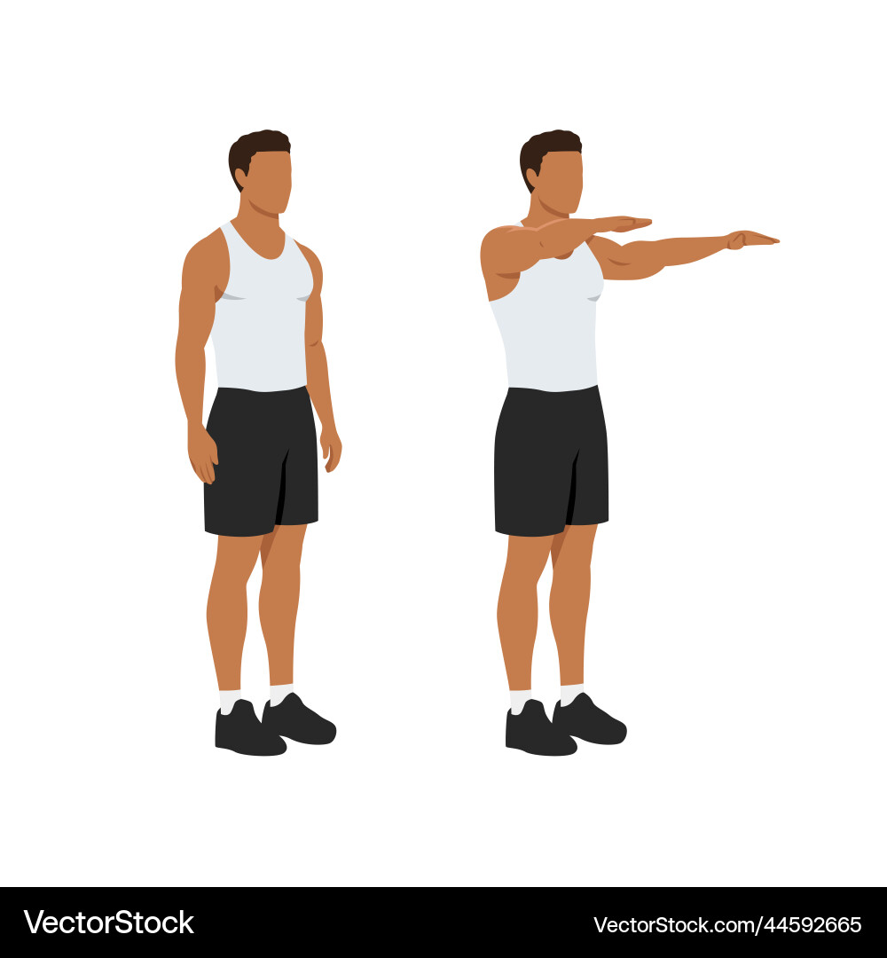 Man doing double arm front raises exercise vector image