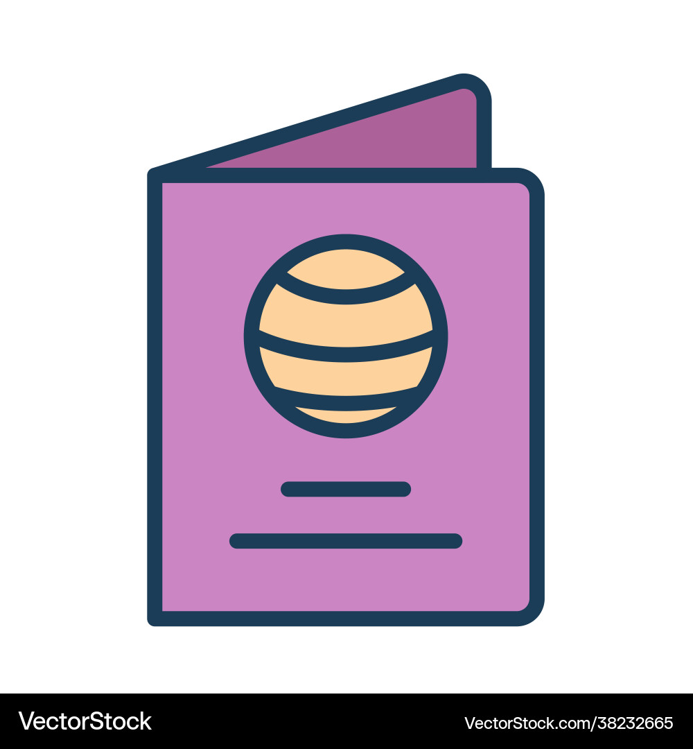 Passport pass single isolated icon with filled Passport pass single isolated icon with filled vector image