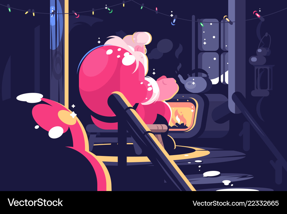 Santa sitting near fireplace Santa sitting near fireplace vector image
