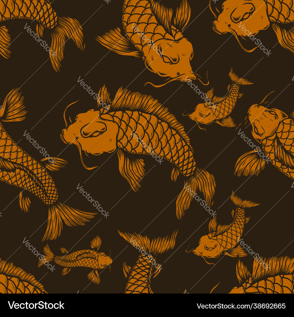 Seamless pattern with carp koi design element Seamless pattern with carp koi design element vector image