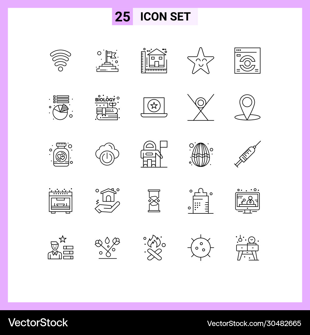 Set 25 lines on grid for chart web Vector Image