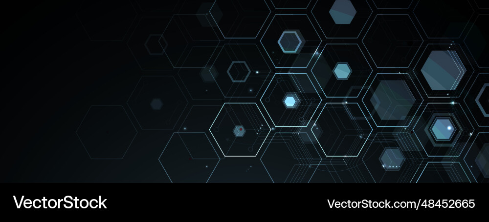 Technology banner design with hexagons abstract vector image