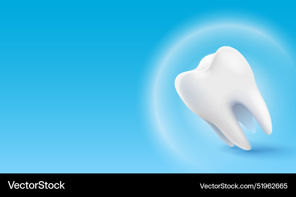 Tooth white 3d of a on blue Royalty Free Vector Image