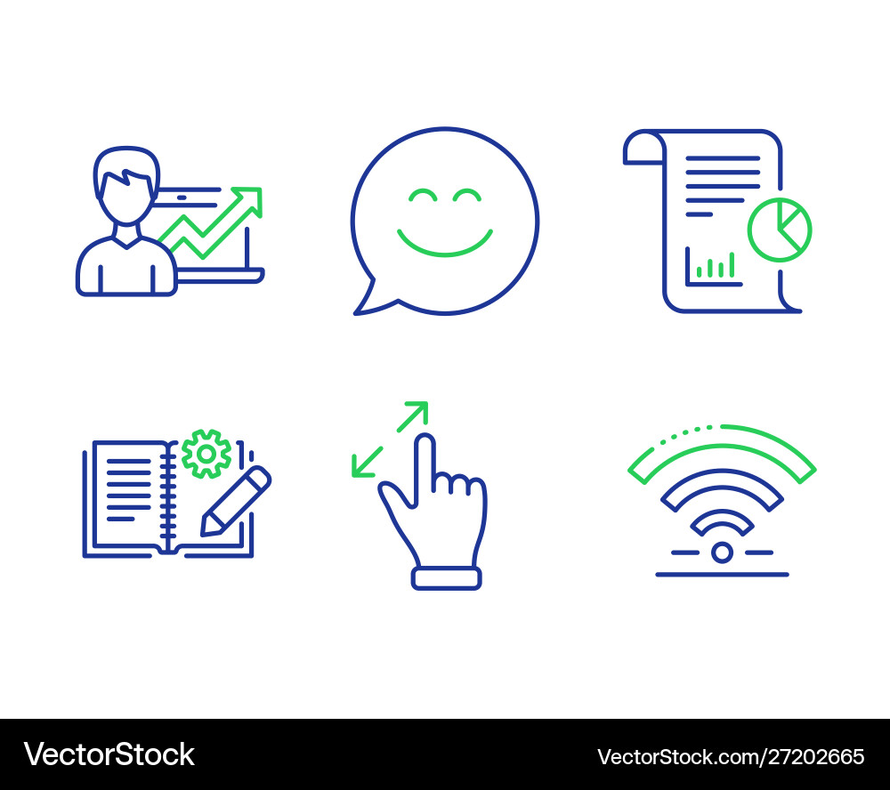 Touchscreen gesture report and smile chat icons Vector Image