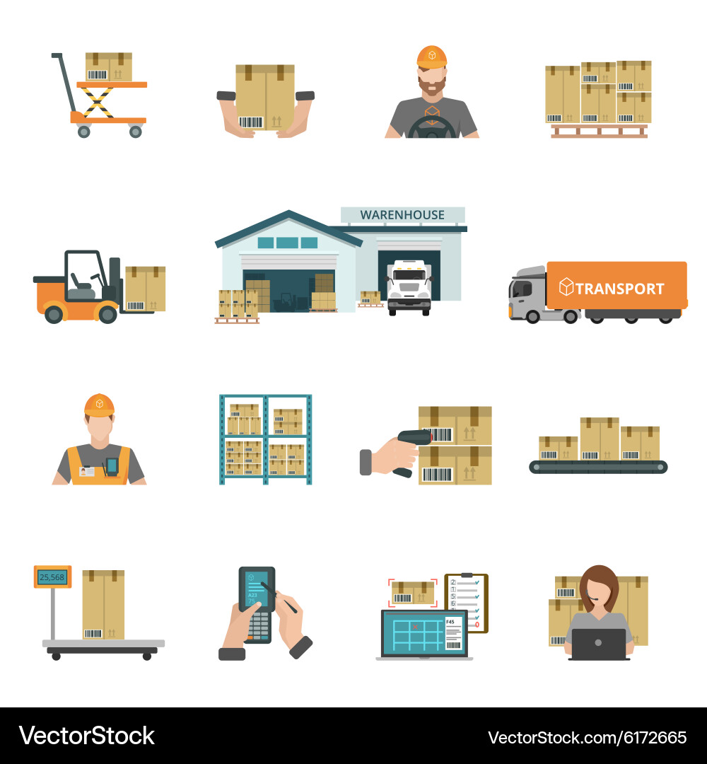Warehouse icons set Royalty Free Vector Image - VectorStock