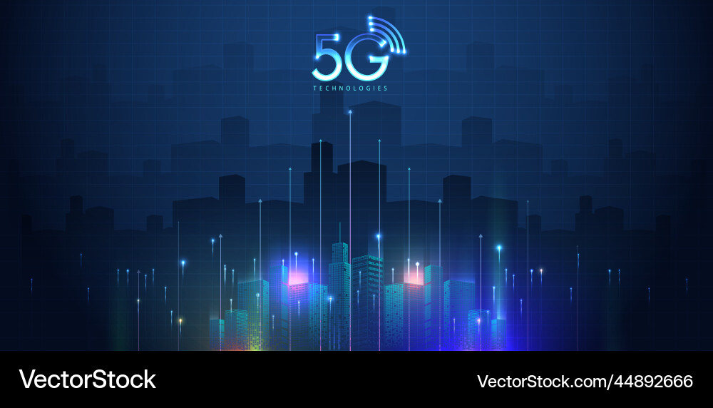 5g technology with computer and mobine network 5g technology with computer and mobine network vector image