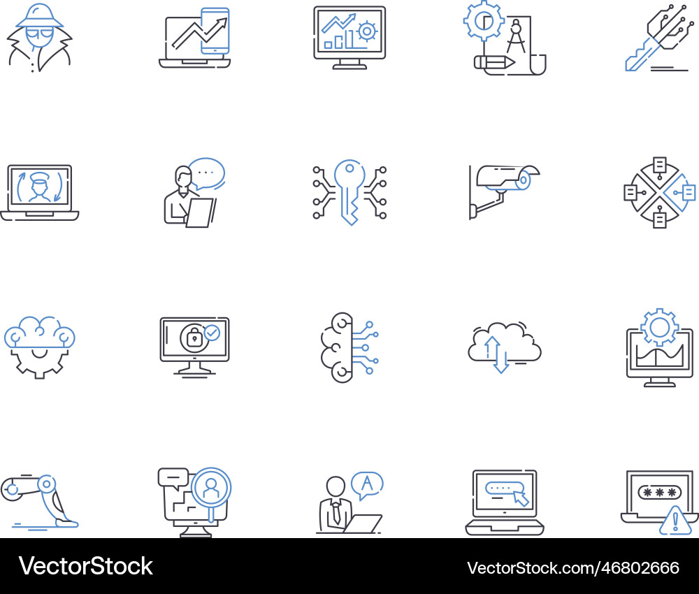 Cloud line icons collection virtualization Cloud line icons collection virtualization Vector Image
