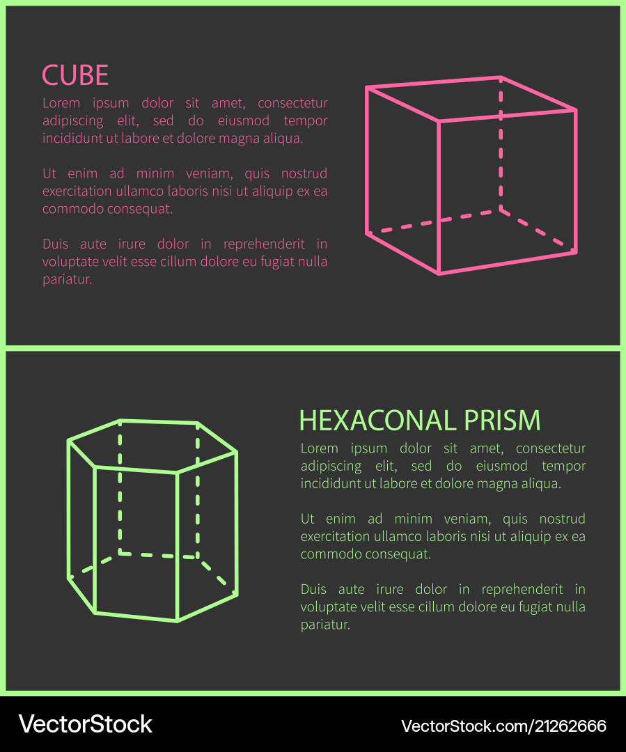 Cube and heganonal prism set Cube and heganonal prism set vector image