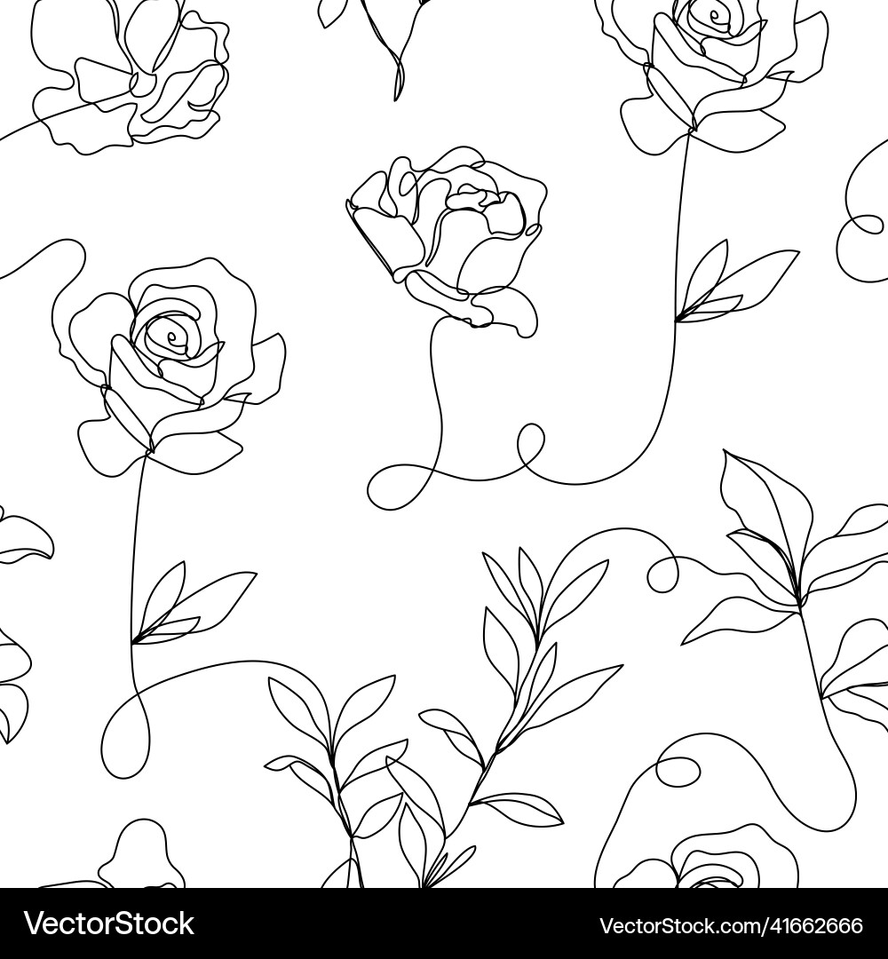 Flower linear seamless background roses Flower linear seamless background roses vector image