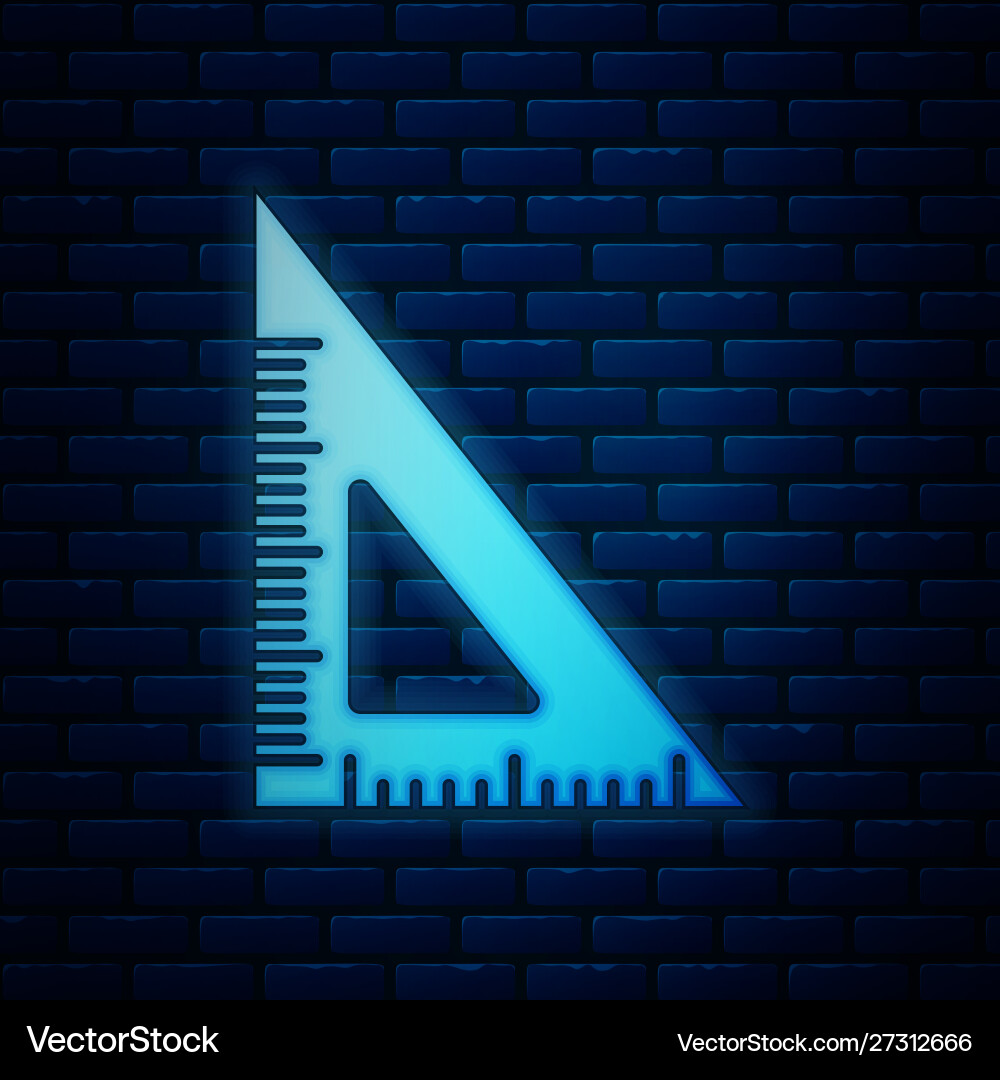 Glowing neon triangular ruler icon isolated Glowing neon triangular ruler icon isolated vector image