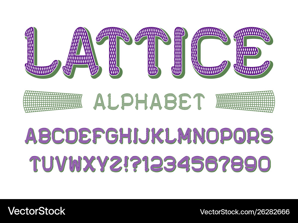 Lattice alphabet with numbers in retro style Lattice alphabet with numbers in retro style Vector Image