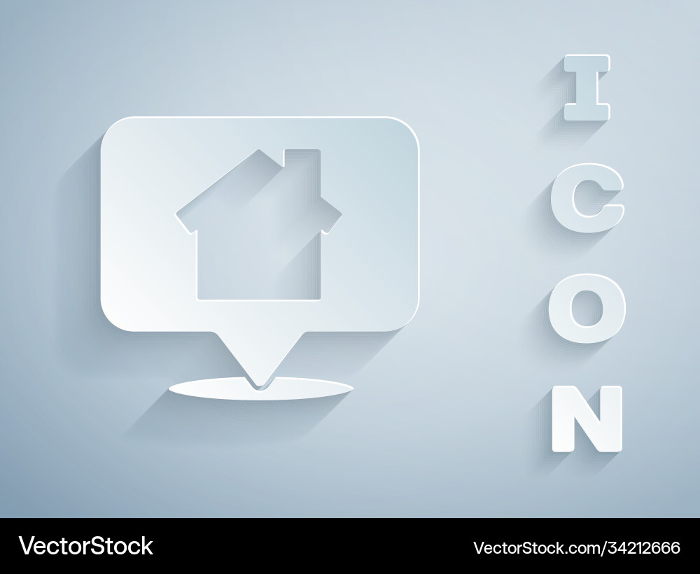 Paper cut map pointer with house icon isolated Paper cut map pointer with house icon isolated vector image