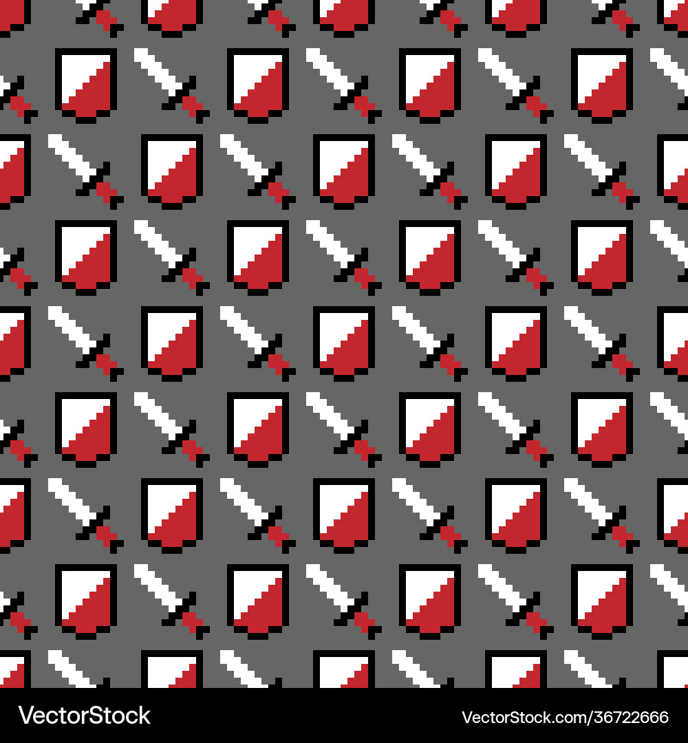 Pixel Shield & Sword RPG Pattern vector image