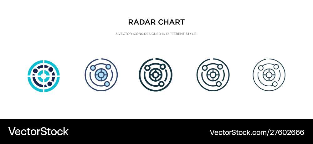 Radar chart icon in different style two colored Radar chart icon in different style two colored vector image