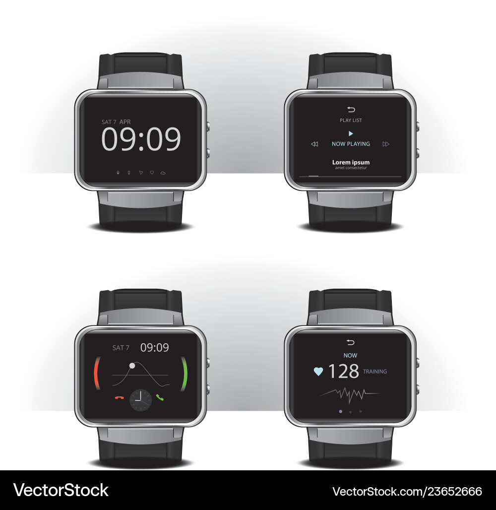 Smart watch with digital display set vector image