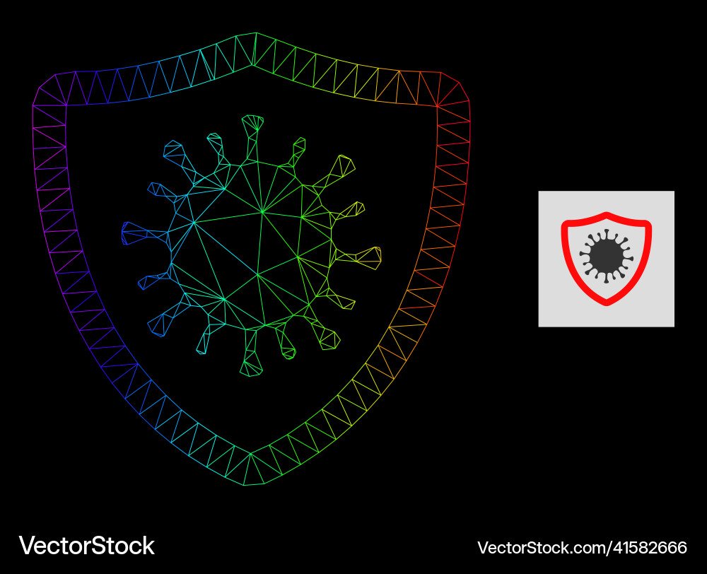 Spectral gradiented polygonal net virus shield Spectral gradiented polygonal net virus shield vector image