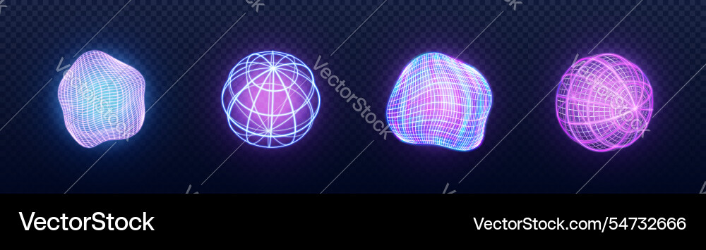 Tech sphere 3d wireframe set Tech sphere 3d wireframe set Vector Image