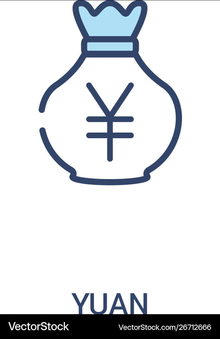Yuan concept 2 colored icon simple line element Yuan concept 2 colored icon simple line element Vector Image