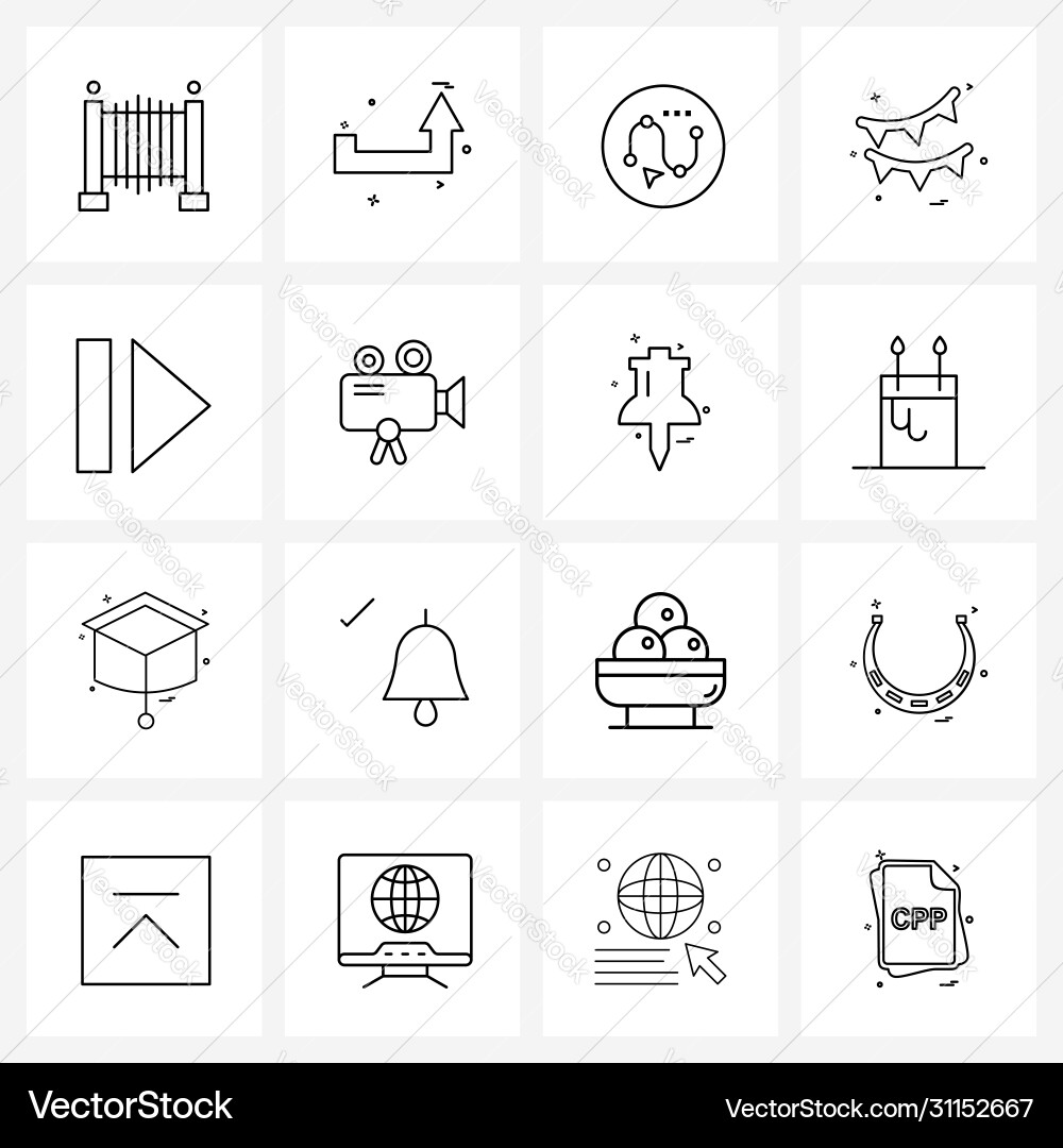 16 universal line icons for web and mobile flags vector image