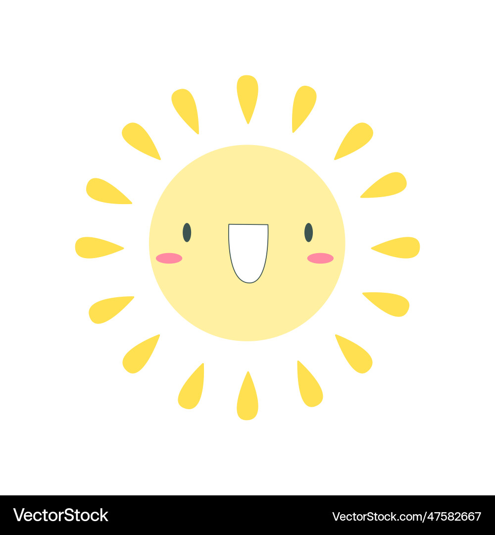 A smiling sun character with rays A smiling sun character with rays vector image
