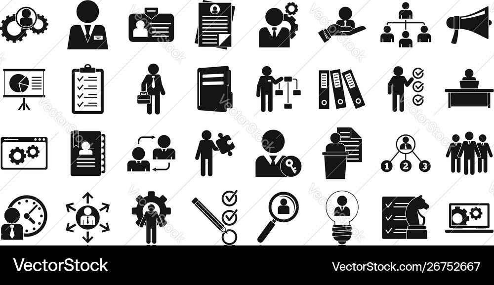Administrator icons set simple style Administrator icons set simple style vector image