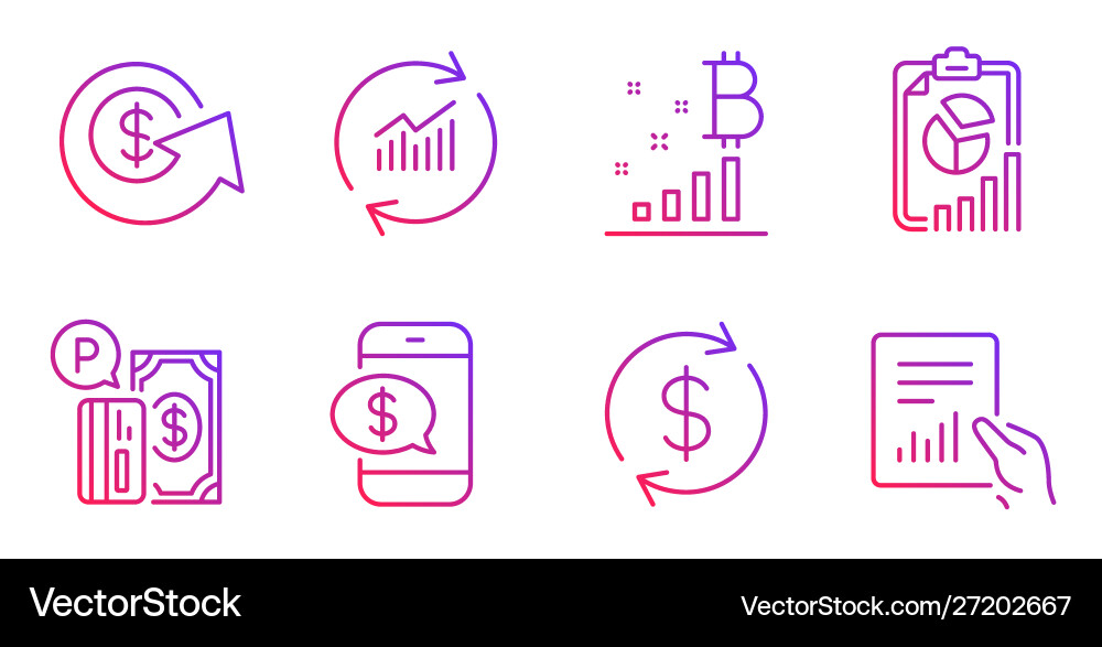 Bitcoin graph report and parking payment icons Bitcoin graph report and parking payment icons Vector Image