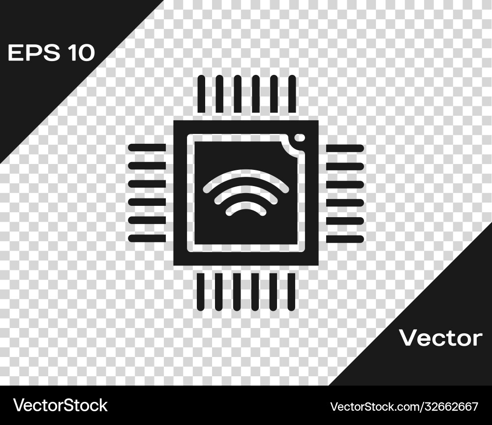 Black computer processor with microcircuits cpu Vector Image