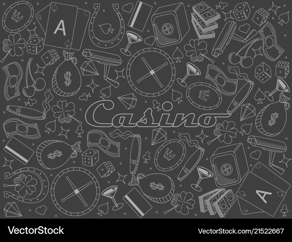 Casino piece of chalk line art design Casino piece of chalk line art design vector image