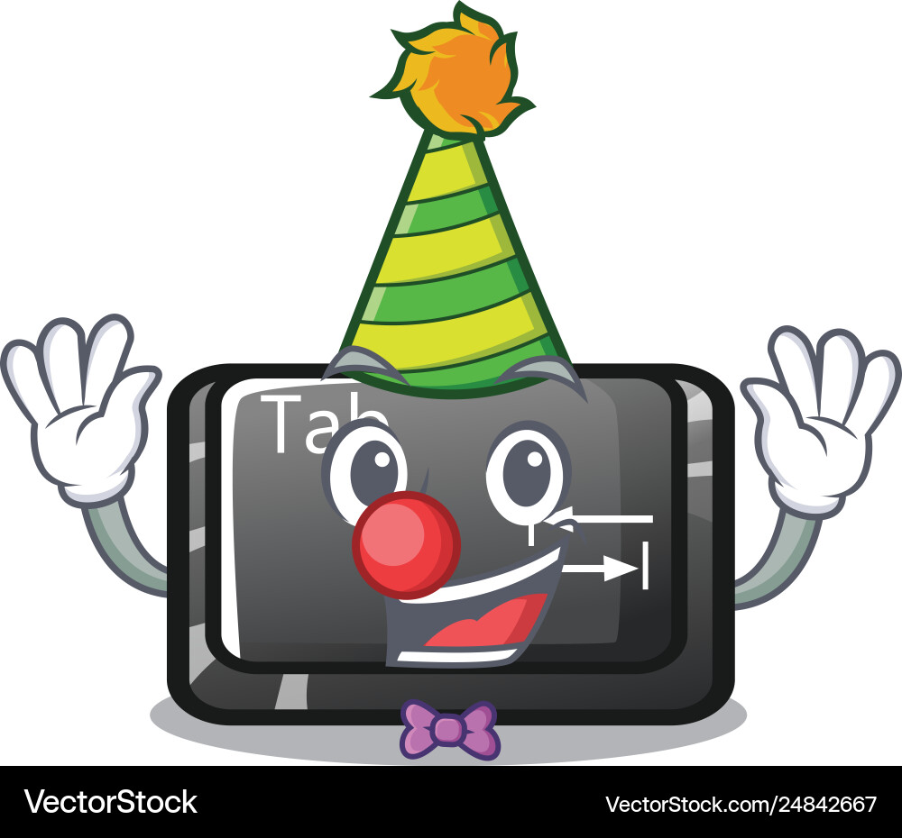 Clown button tab isolated with mascot vector image