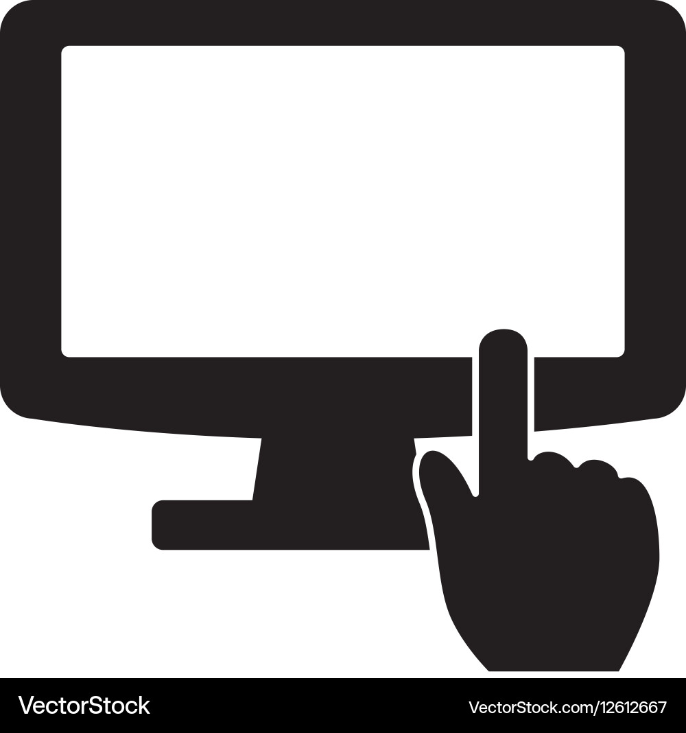 Computer and hand pointer icon image vector image