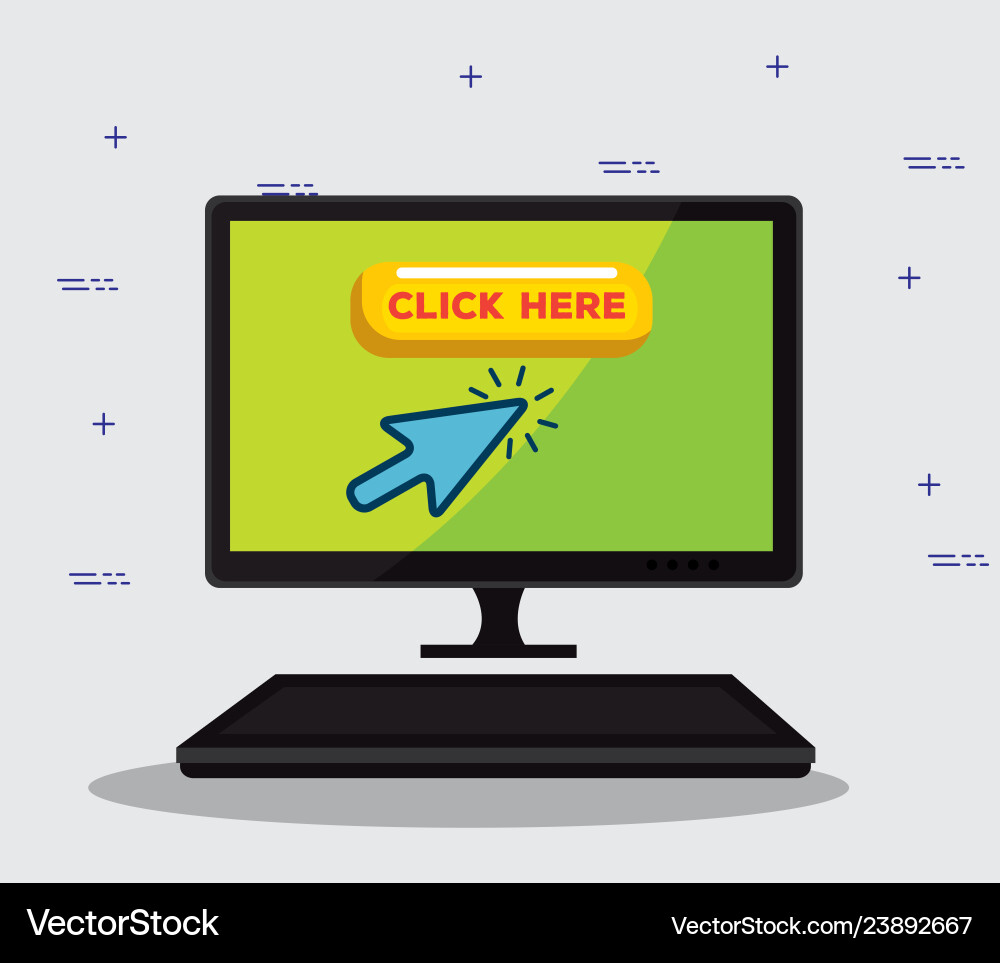 Computer with arrow mouse pixel cursor vector image
