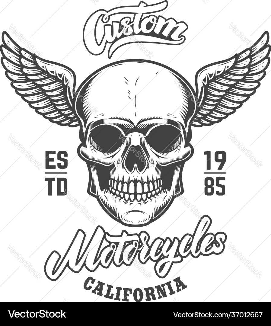 Custom motorcycles emblem template with winged Custom motorcycles emblem template with winged vector image