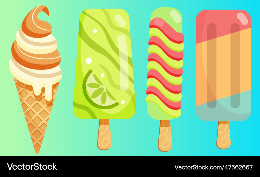 Ice cream realistic constructor set of various Ice cream realistic constructor set of various vector image