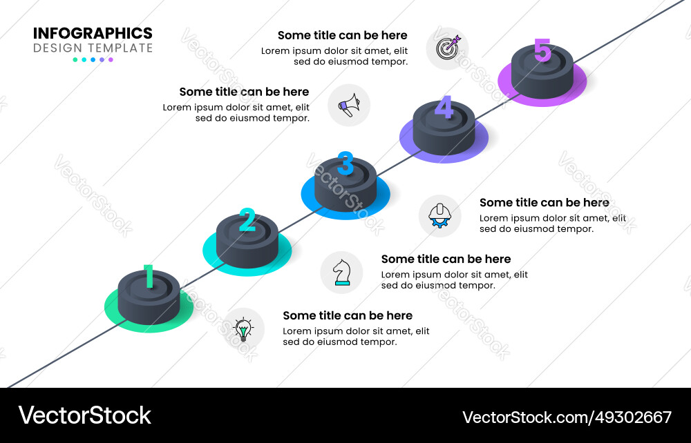 Infographic template isometric path with 5 steps Vector Image